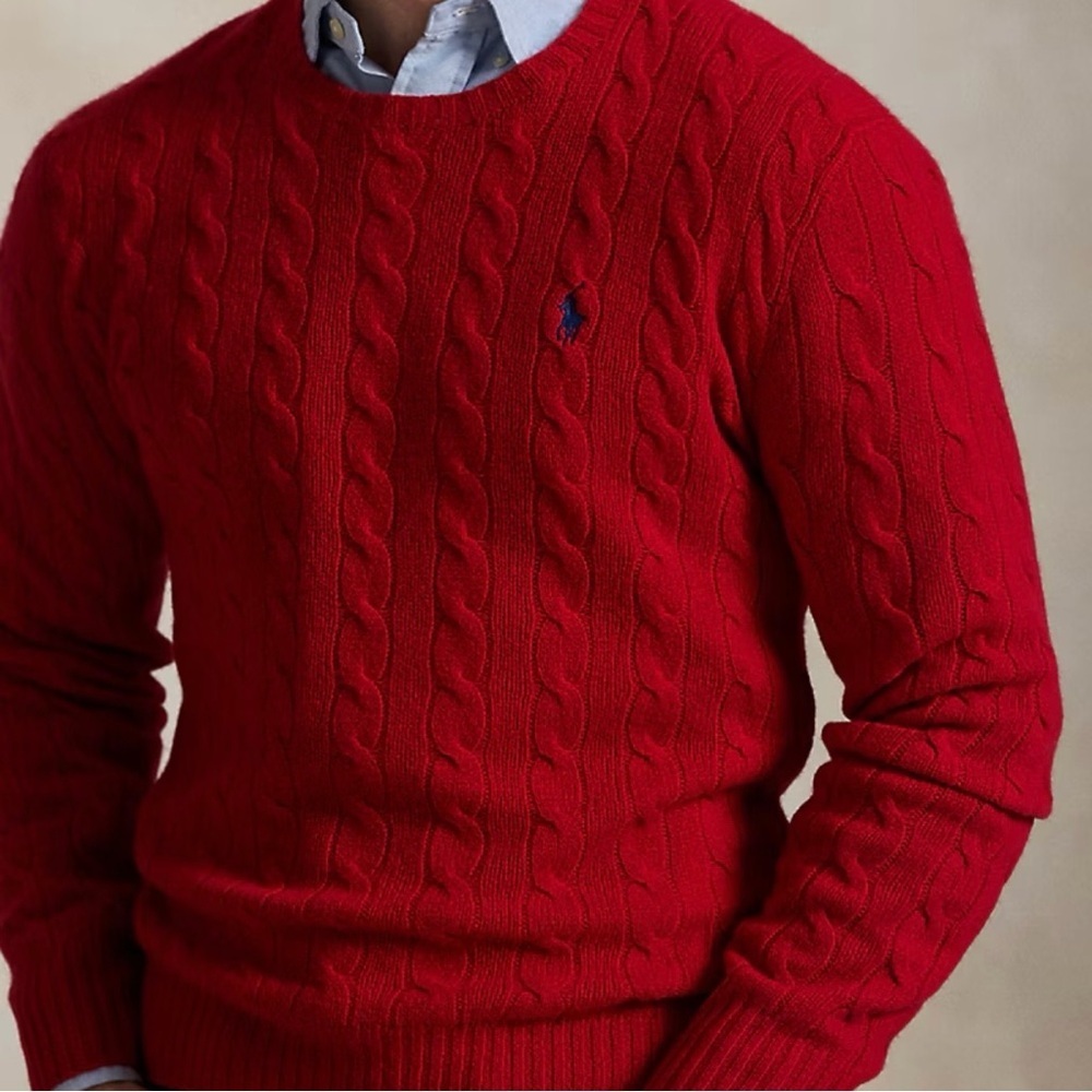 Polo Ralph Lauren Men’s Cable-Knit Wool-Angora Sweater luxury office Logo - Picture 3 of 13